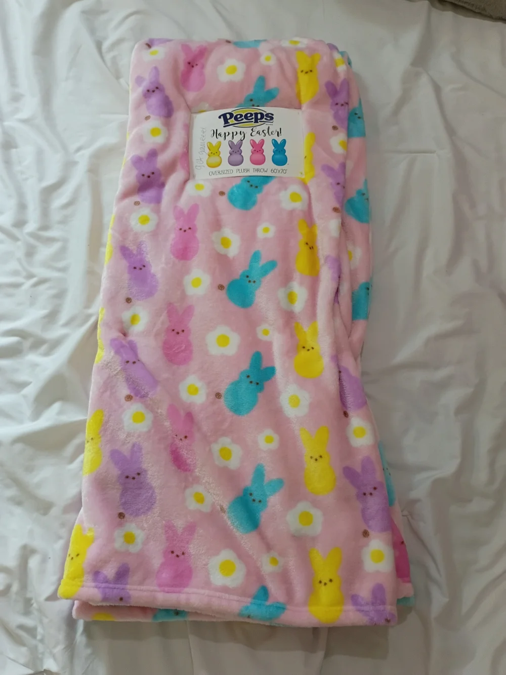 Nwt Peeps Pink Plush Bunny Throw Blanket 50x70